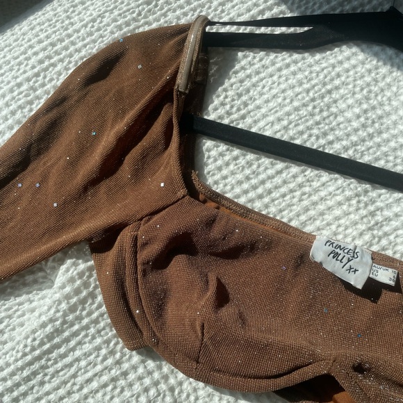 Princess Polly Brown Glitter Top - Picture 4 of 5
